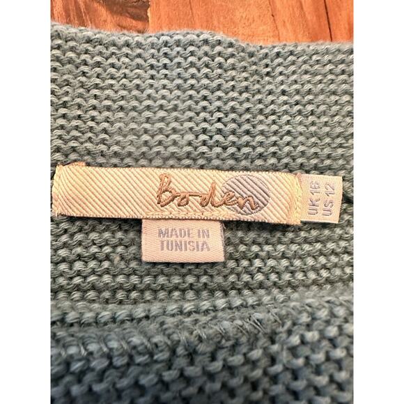 Boden Chunky Knit Size 12 Sweater Wool Blend Thick Heavy Retro Blue Warm - Picture 3 of 12